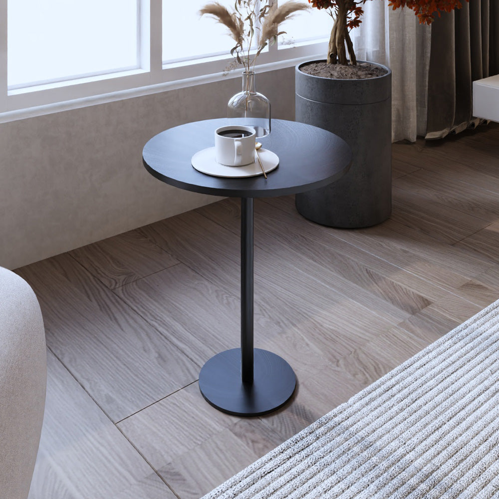 طاولة جانبية  من الخشب والحديد - 40x55 سم - اسود