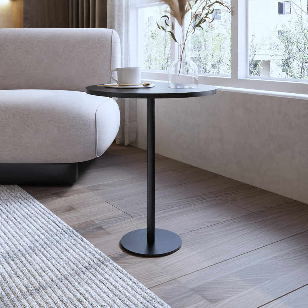 طاولة جانبية  من الخشب والحديد - 40x55 سم - اسود