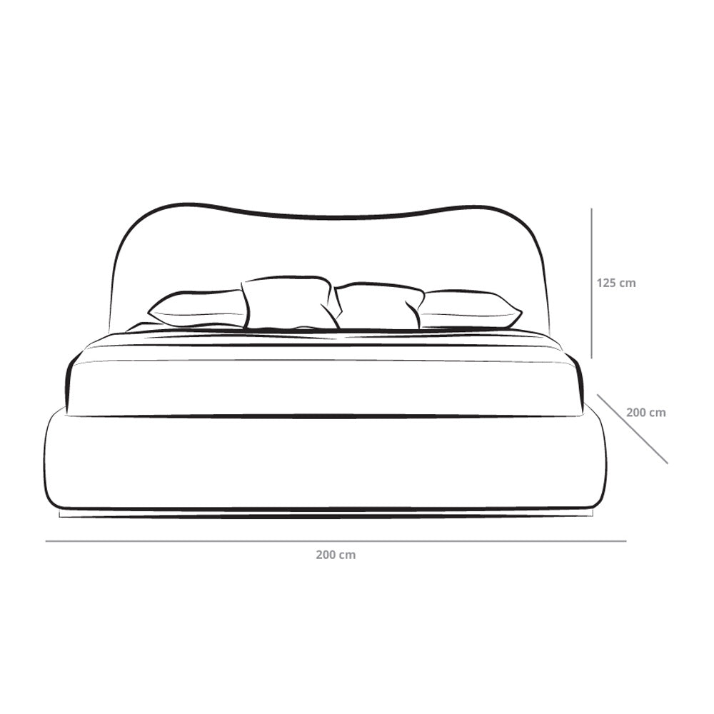 Curvy Chanel & Swedish Wood King Size Bed by Alhome  - 200x200x125 cm - Beige