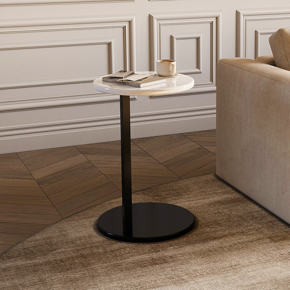 Marble wood Side Table - Black and White By Alhome
