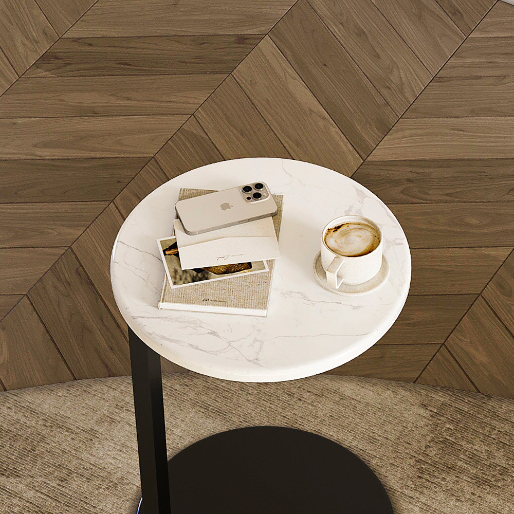 Marble wood Side Table - Black and White By Alhome