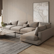 Linen & Swedish Wood Classic L-Shaped Sofa by Alhome - 320x200x80x95 cm - Off-White