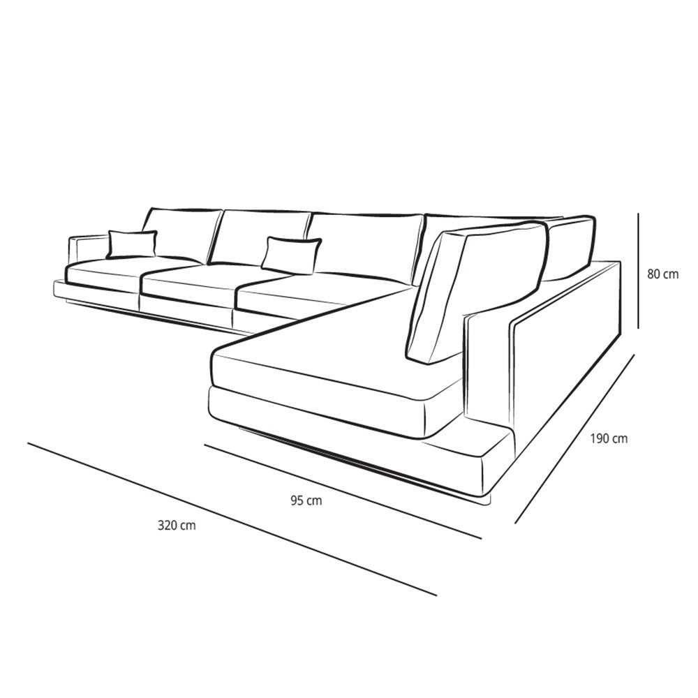 Linen & Swedish Wood Classic L-Shaped Sofa by Alhome - 320x200x80x95 cm - Off-White