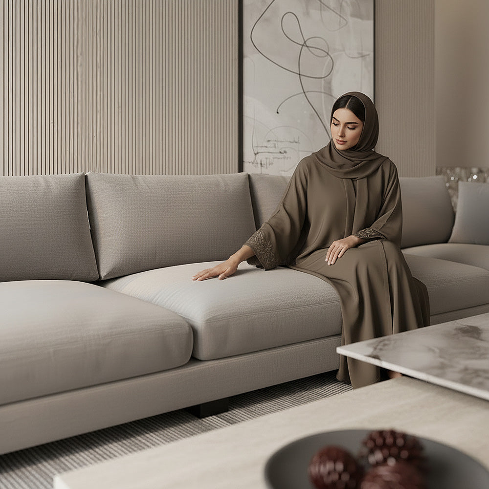 Linen & Swedish Wood Classic L-Shaped Sofa by Alhome - 320x200x80x95 cm - Off-White