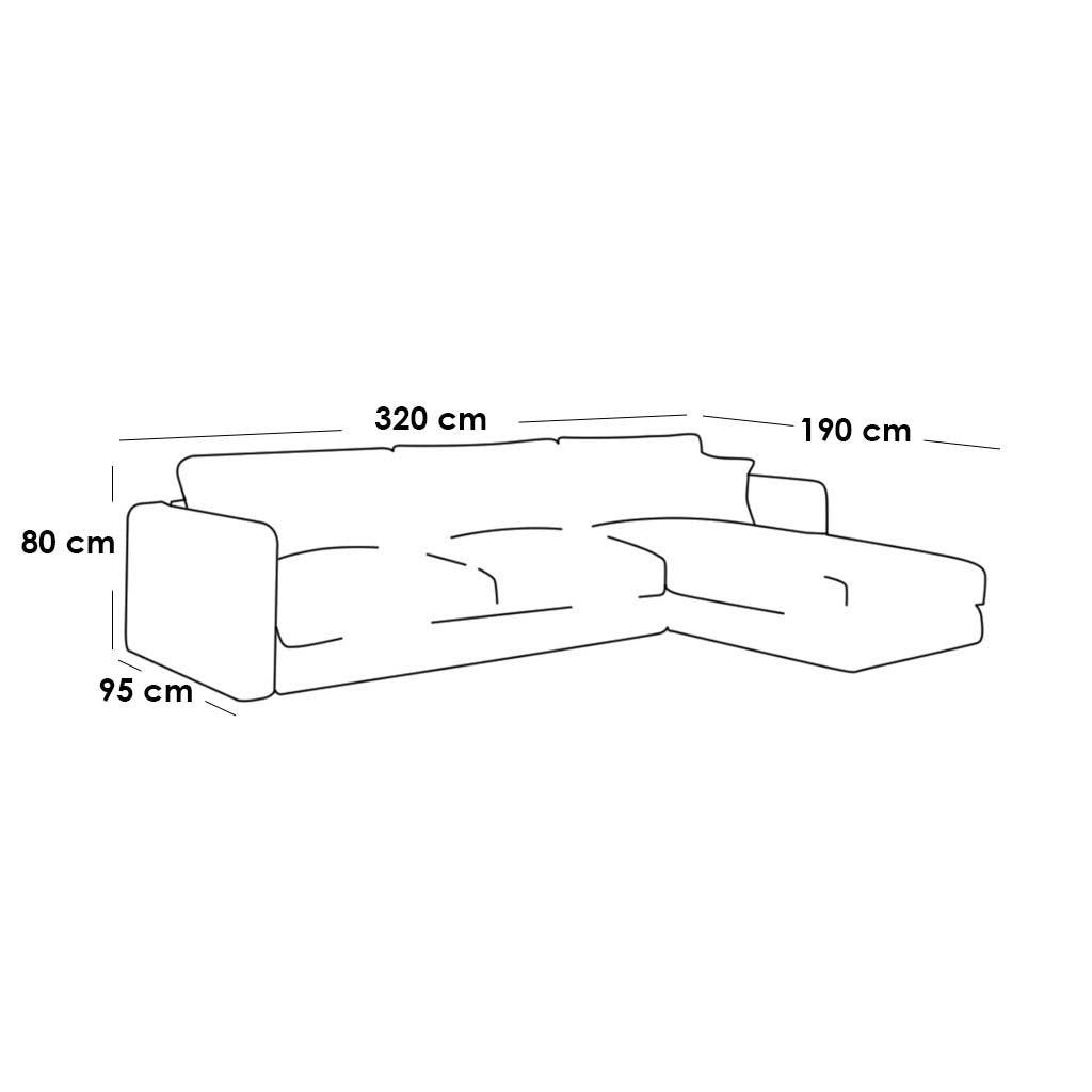 Alhome Corner sofa, size 320 x 190 x 80 x 95 cm - Offwhite - AL-23 - ALHOME