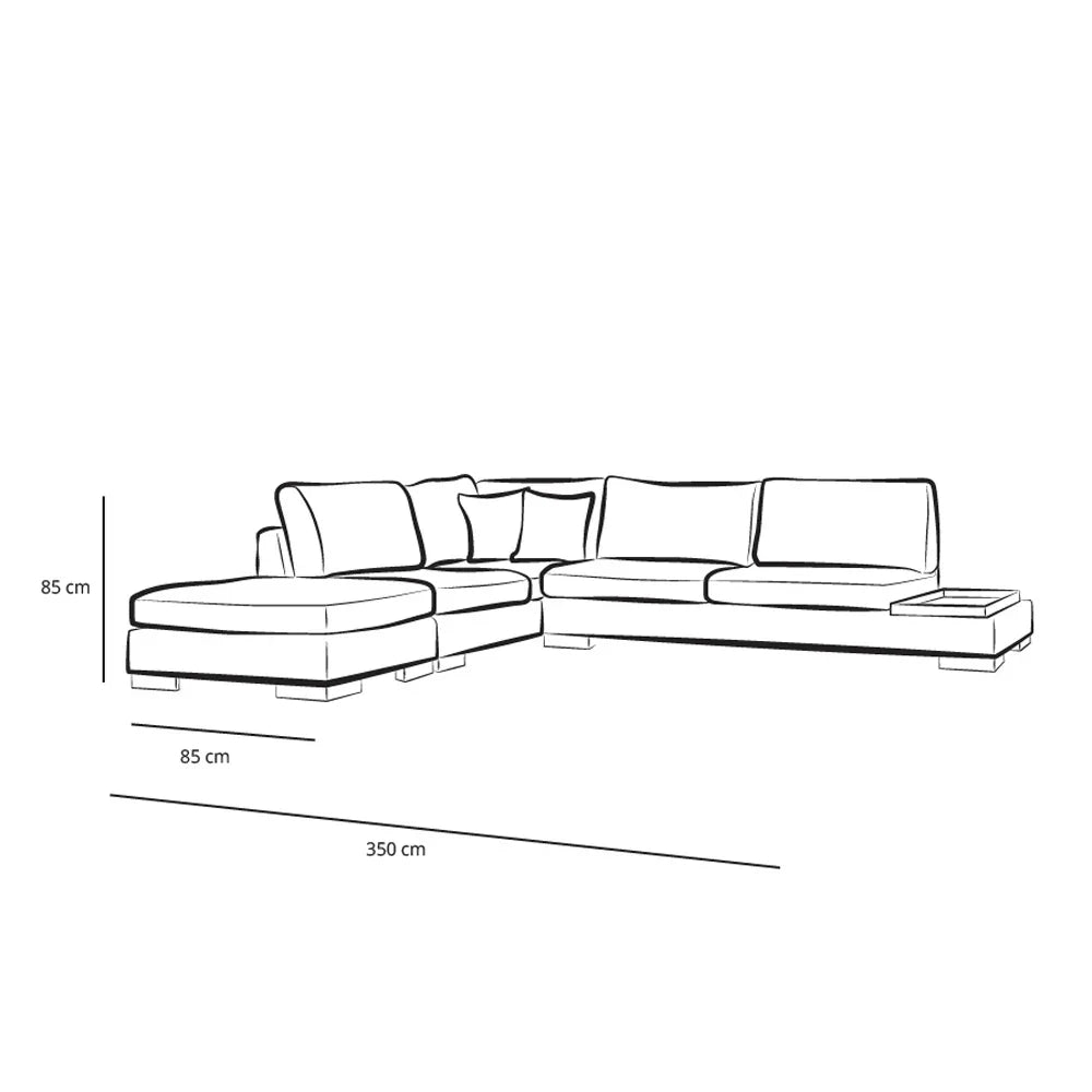 Swedish Wood & Linen L-Shape Sofa by Alhome - Beige