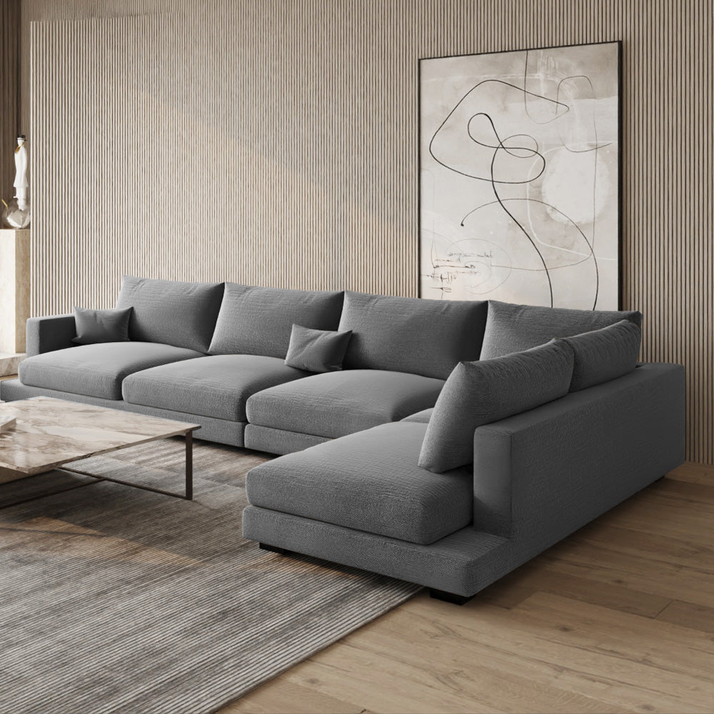 Linen & Swedish Wood Classic L-Shaped Sofa by Alhome - 320x200x80x95 cm - Off-White