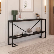 طاولة مدخل خشب MDF مع حديد من الهوم 25x80x200 سم - أسود