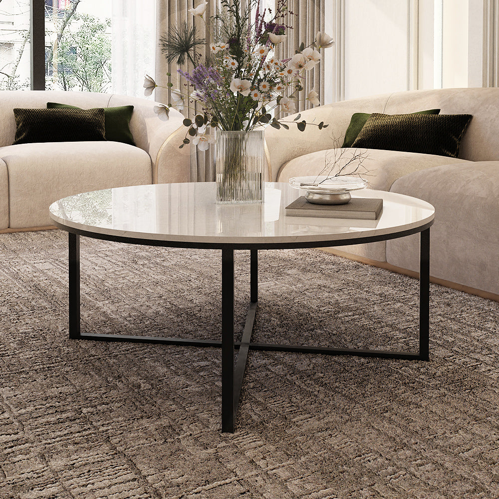 طاولة قهوة   - 80x40 سم - أبيض وأسود