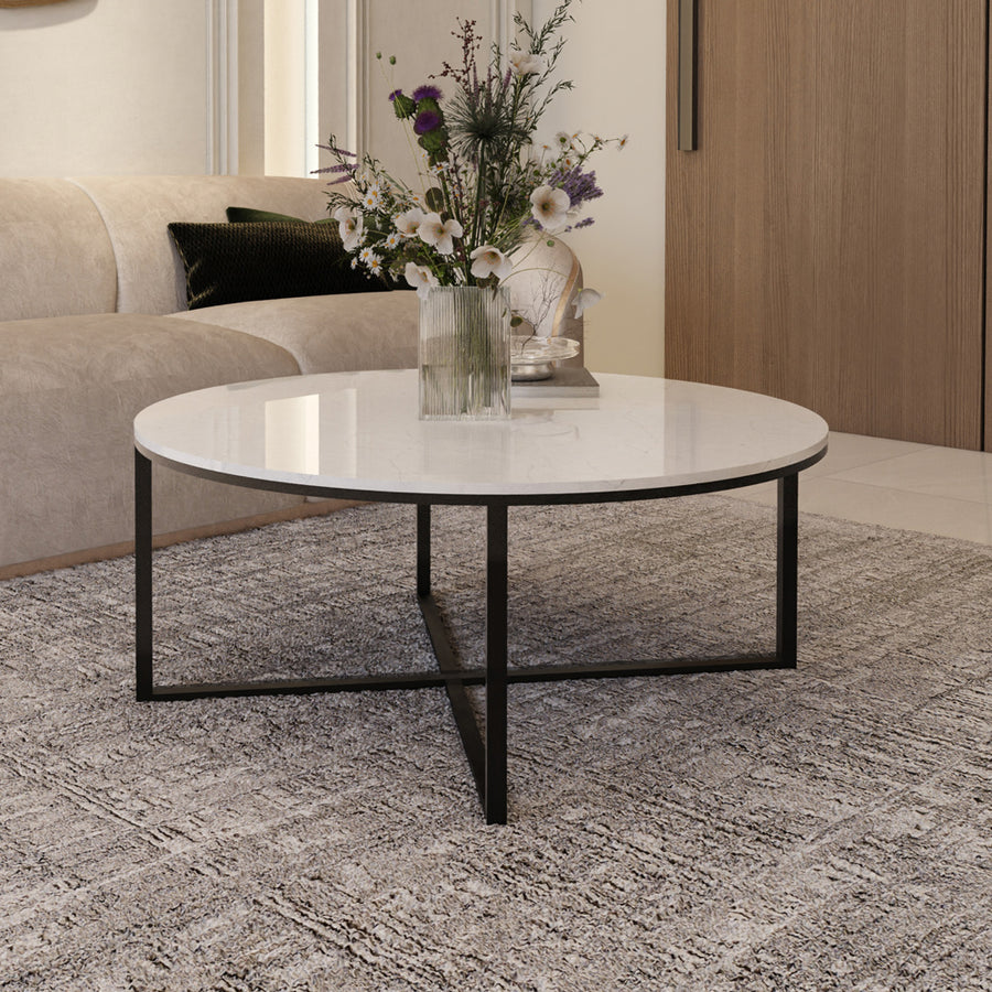 طاولة قهوة من الهوم  - 80x40 سم - أبيض وأسود