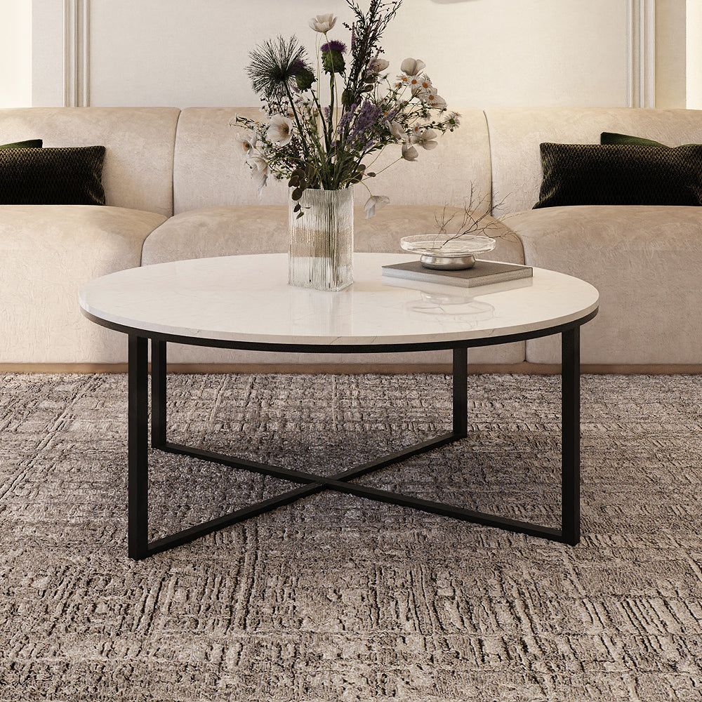 Marble wood Coffee Table by Alhome - 80x40 cm - Black & White