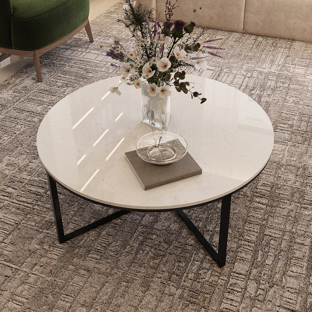 Marble wood Coffee Table by Alhome - 80x40 cm - Black & White