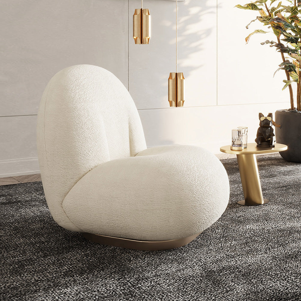 Alhome Bouclé Arm Chair - 75x70x80 cm - White - AL-276