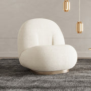 Alhome Bouclé Arm Chair - 75x70x80 cm - White - AL-276