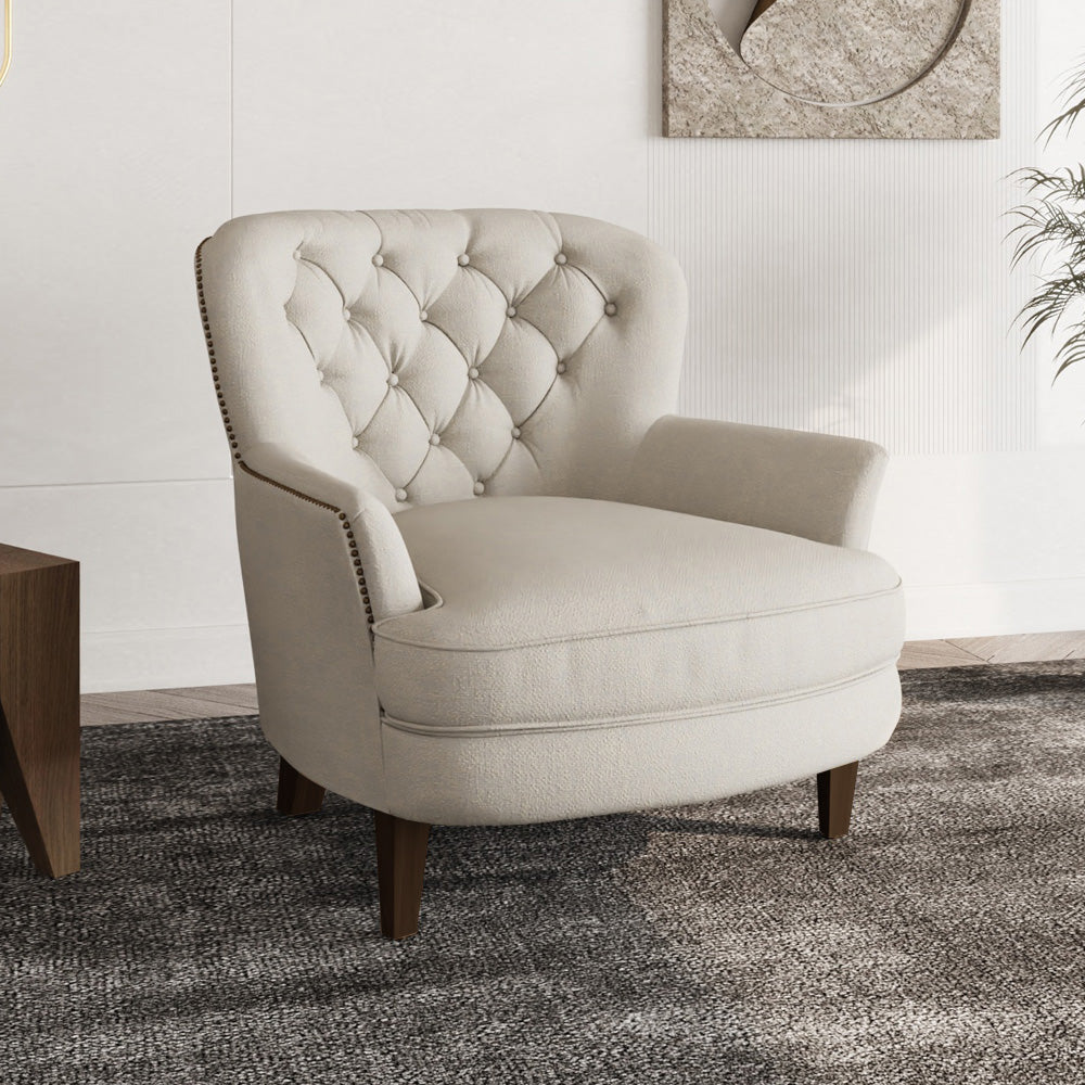 كرسي بمساند ذراعين  - مخمل وخشب سويدي - 90×80×90 سم