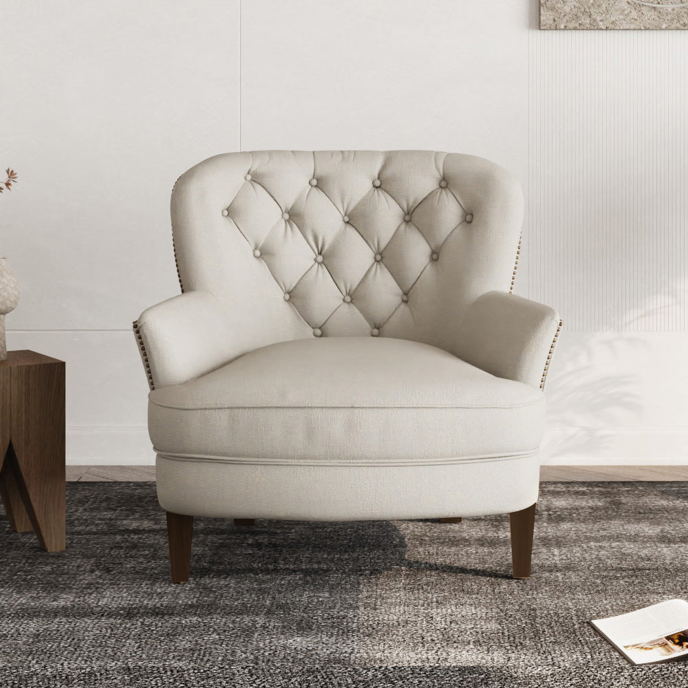 Modern Velvet and Swedish Wood Armchair By Alhome - 90x80x90 cm