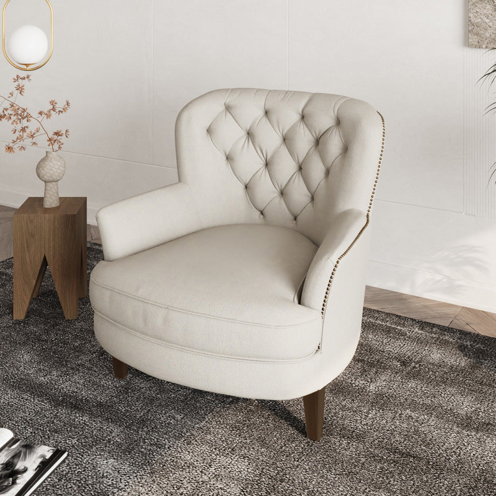 Modern Velvet and Swedish Wood Armchair By Alhome - 90x80x90 cm