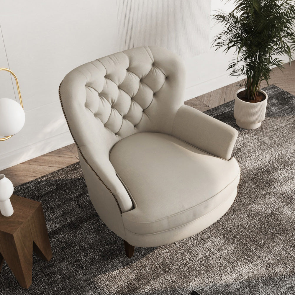 Modern Velvet and Swedish Wood Armchair By Alhome - 90x80x90 cm