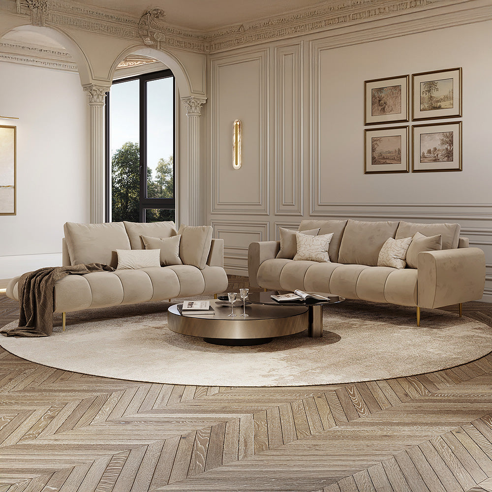 الهوم غرفة المعيشة من المخمل - 2 قطع - بيج - AL-328