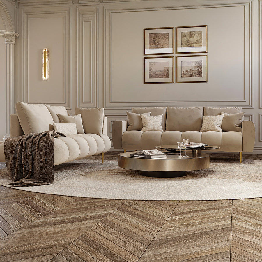 الهوم غرفة المعيشة من المخمل - 2 قطع - بيج - AL-328