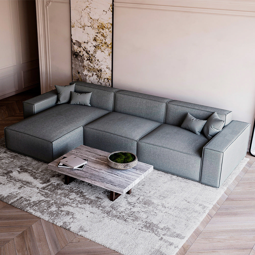 الهوم كنبة زاوية 200×300×80×90 سم - رمادي - AL-330