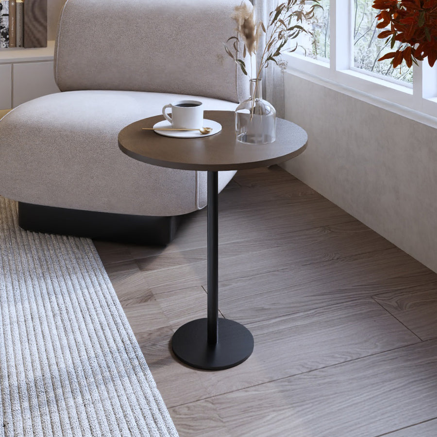 طاولة جانبية من الهوم من خشب إم دي إف والحديد - 40x55 سم - أسود وبني