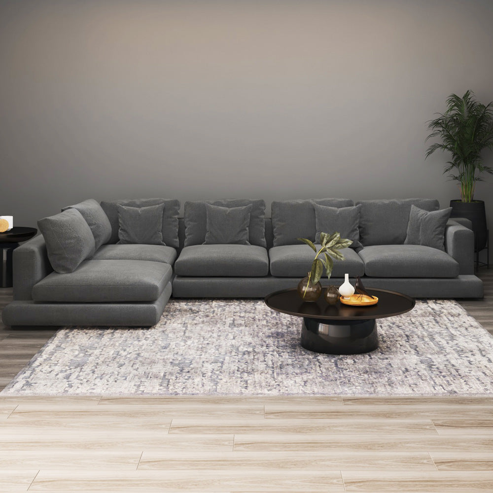 الهوم كنبة بمقاس 85x190x320x70 سم من الكتان - رمادي - AL-365