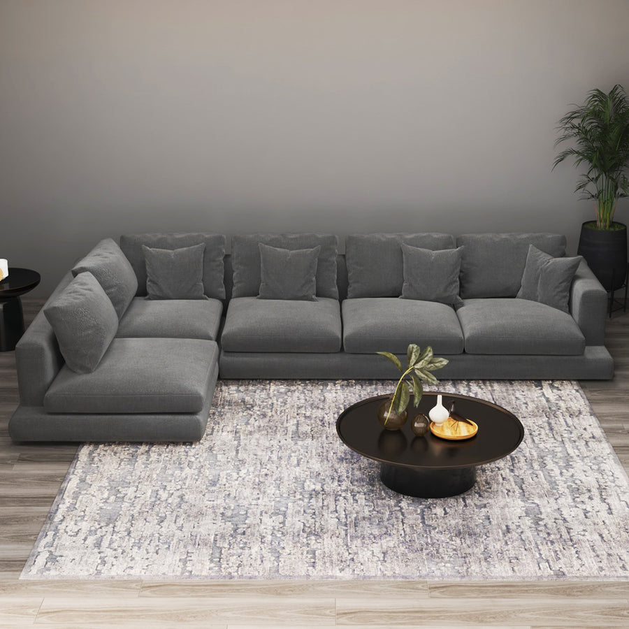 Alhome Linen Sofa, size 85x180x300x70 - Gray - AL-365