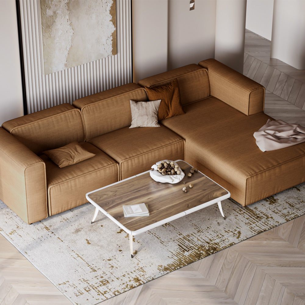 الهوم كنبة زاوية بمقاس 260x93x140x70 سم - بيج - AL-407