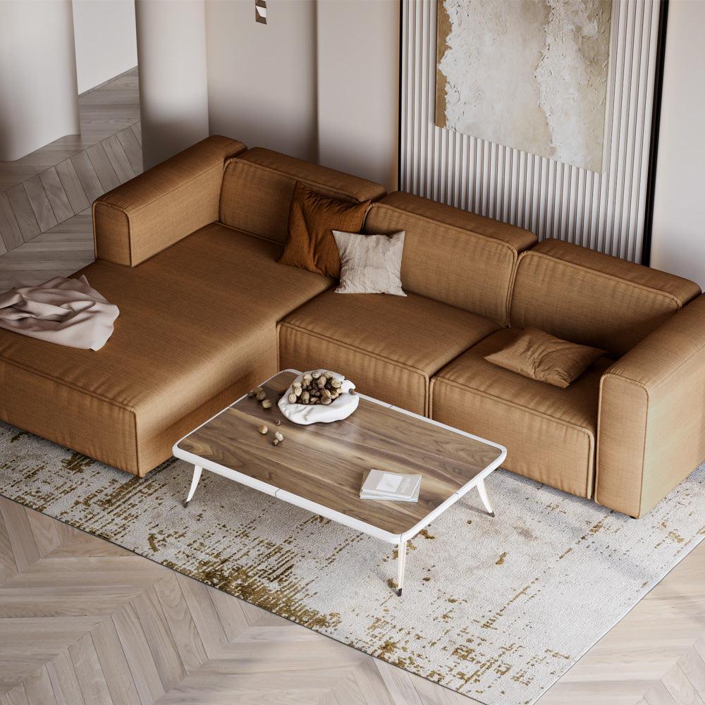 كنبة حرف ال زاوية 260x93x140x70 سم من الهوم - بيج - AL-407