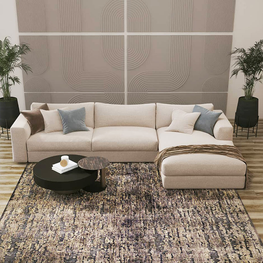 Wood & Fabric Corner Sofa by Alhome - 270x170x60x80 cm