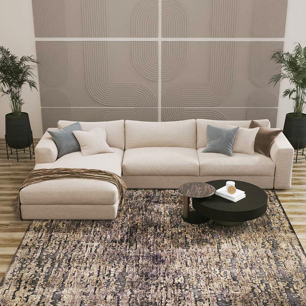 Wood & Fabric Corner Sofa by Alhome - 270x170x60x80 cm
