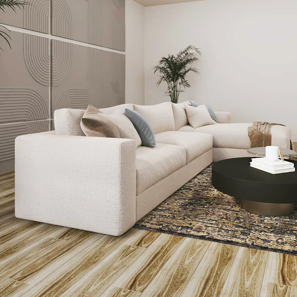 Wood & Fabric Corner Sofa by Alhome - 270x170x60x80 cm