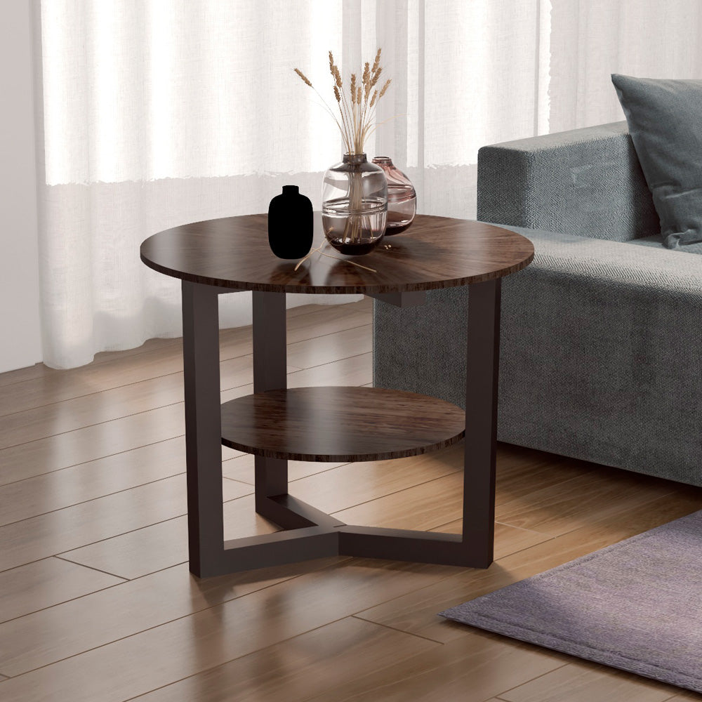 Alhome Side Table 50x65 cm - Brown and Black - AL-447