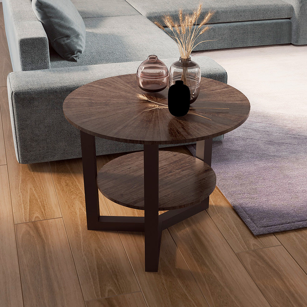 Alhome Side Table 50x65 cm - Brown and Black - AL-447