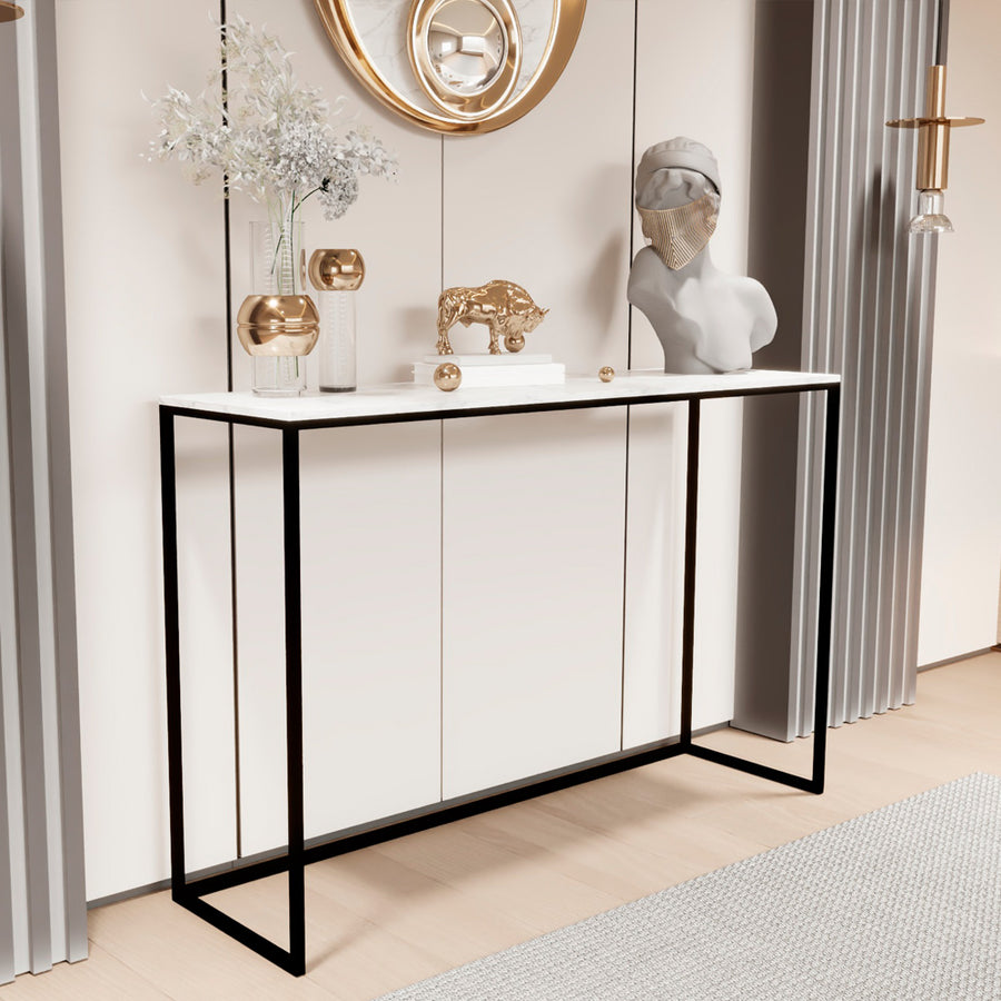 Alhome Entrance Table 70x80x30 cm - Black and White - AL-454