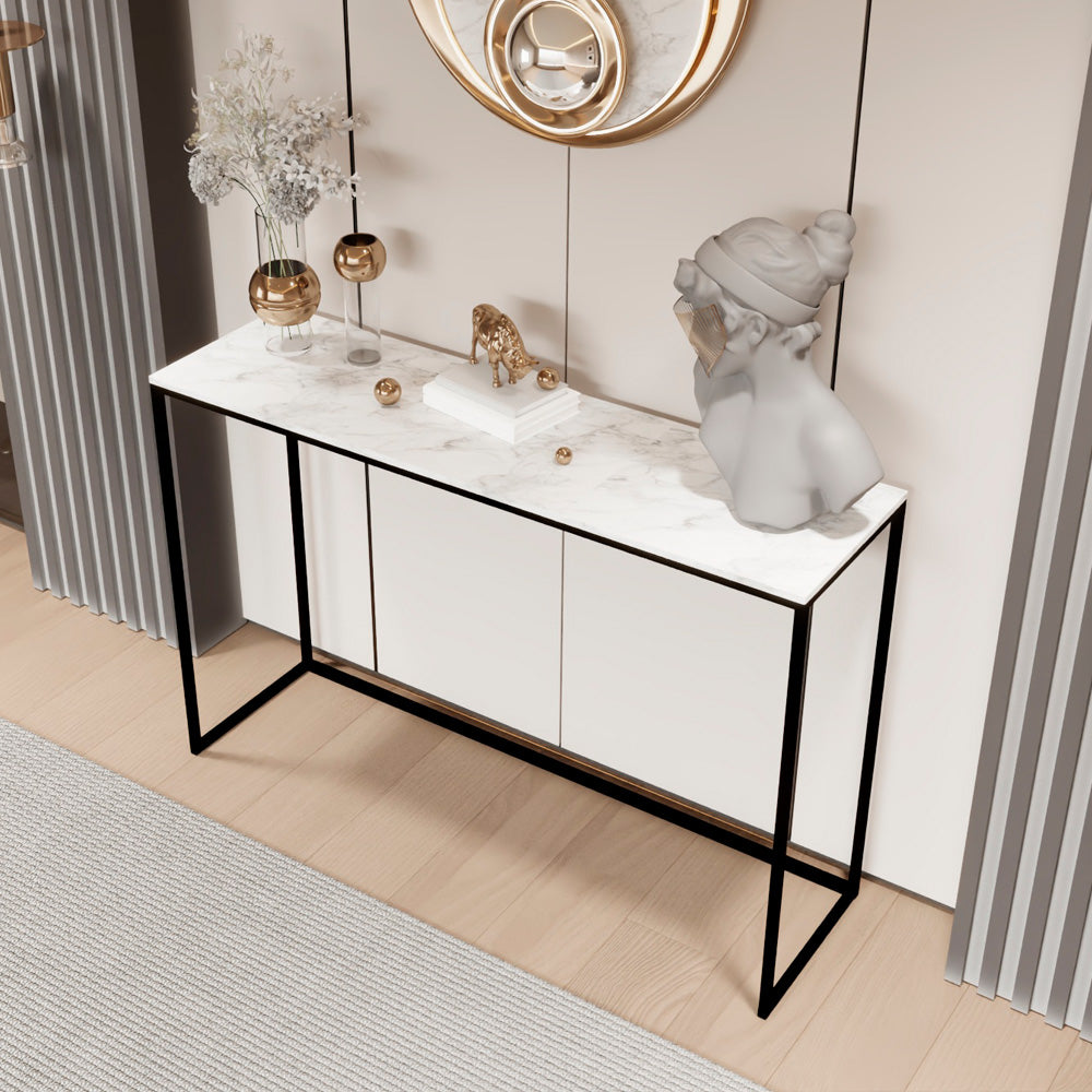 الهوم طاولة مدخل خشب رخامي 70x80x30 سم - أسود وأبيض - AL-454