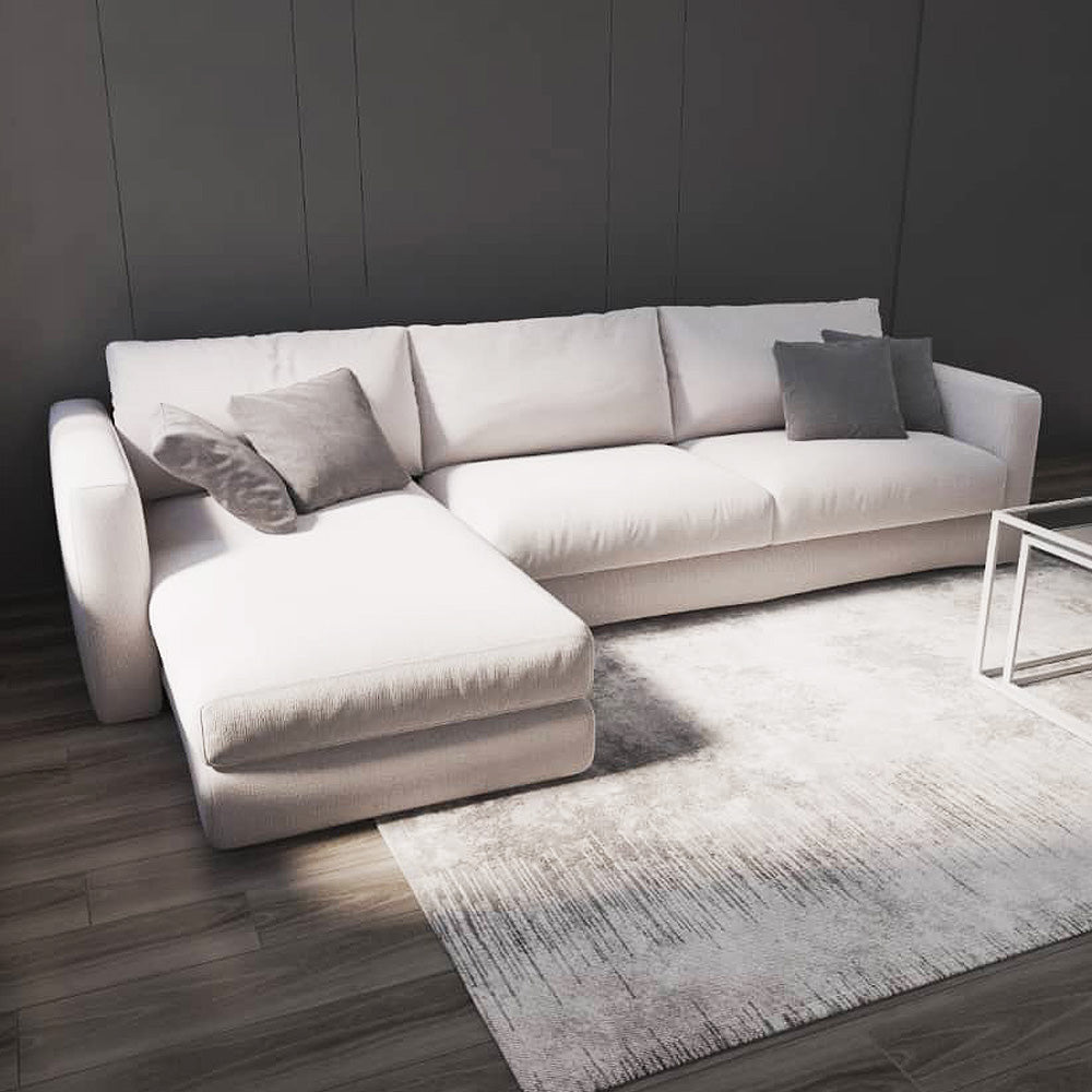 Wood & Fabric Corner Sofa by Alhome - 250x150x80x85 cm - Beige
