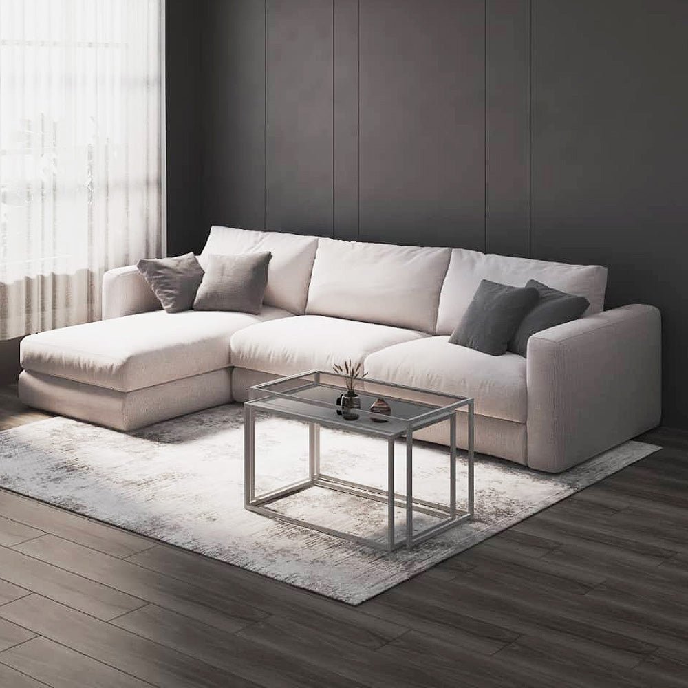 الهوم كنبة زاوية بمقاس 250x150x80x85 سم - بيج