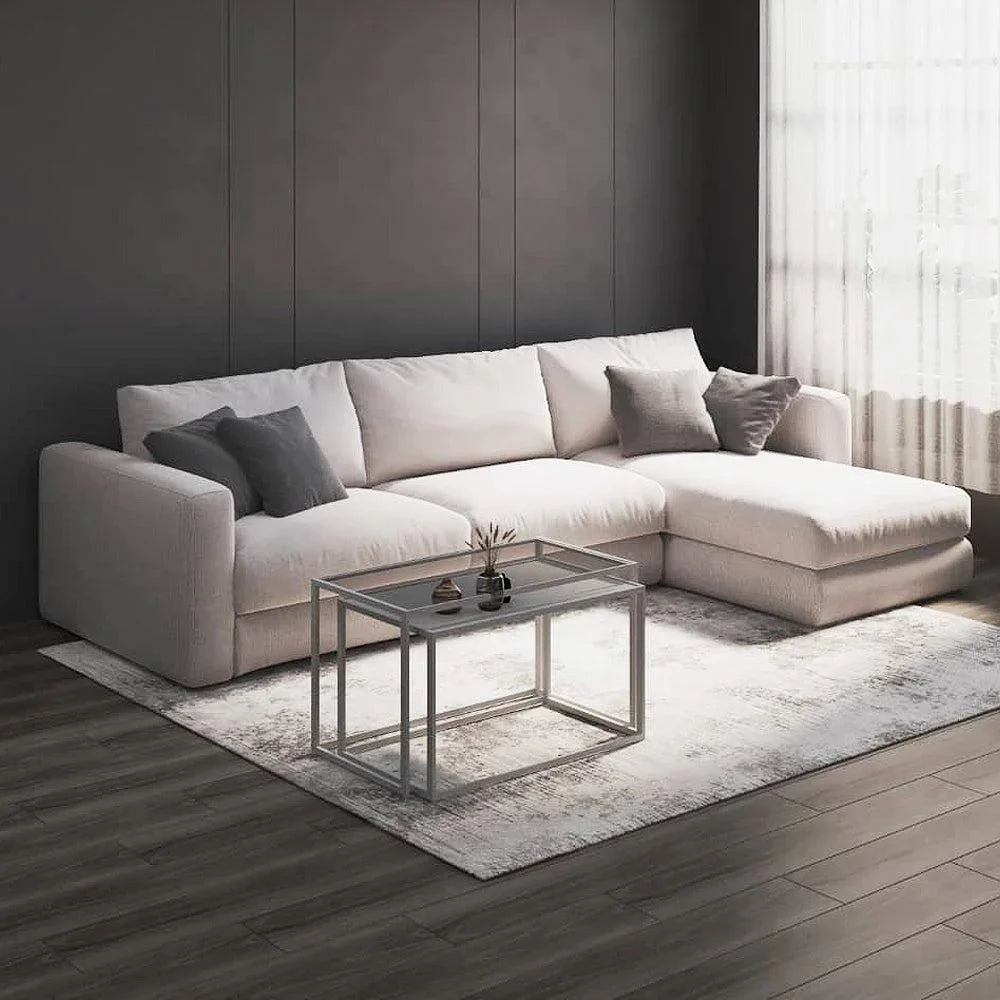 Wood & Fabric Corner Sofa by Alhome - 250x150x80x85 cm - Beige