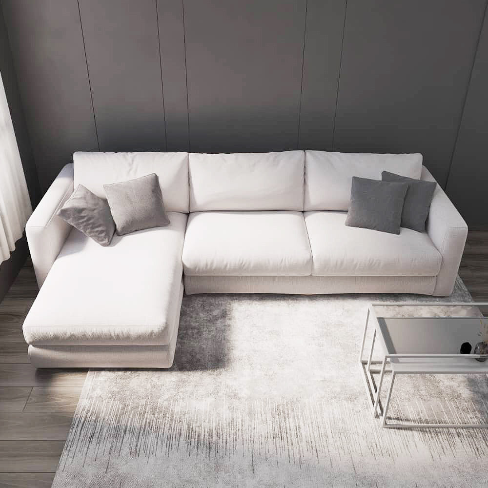 Wood & Fabric Corner Sofa by Alhome - 250x150x80x85 cm - Beige