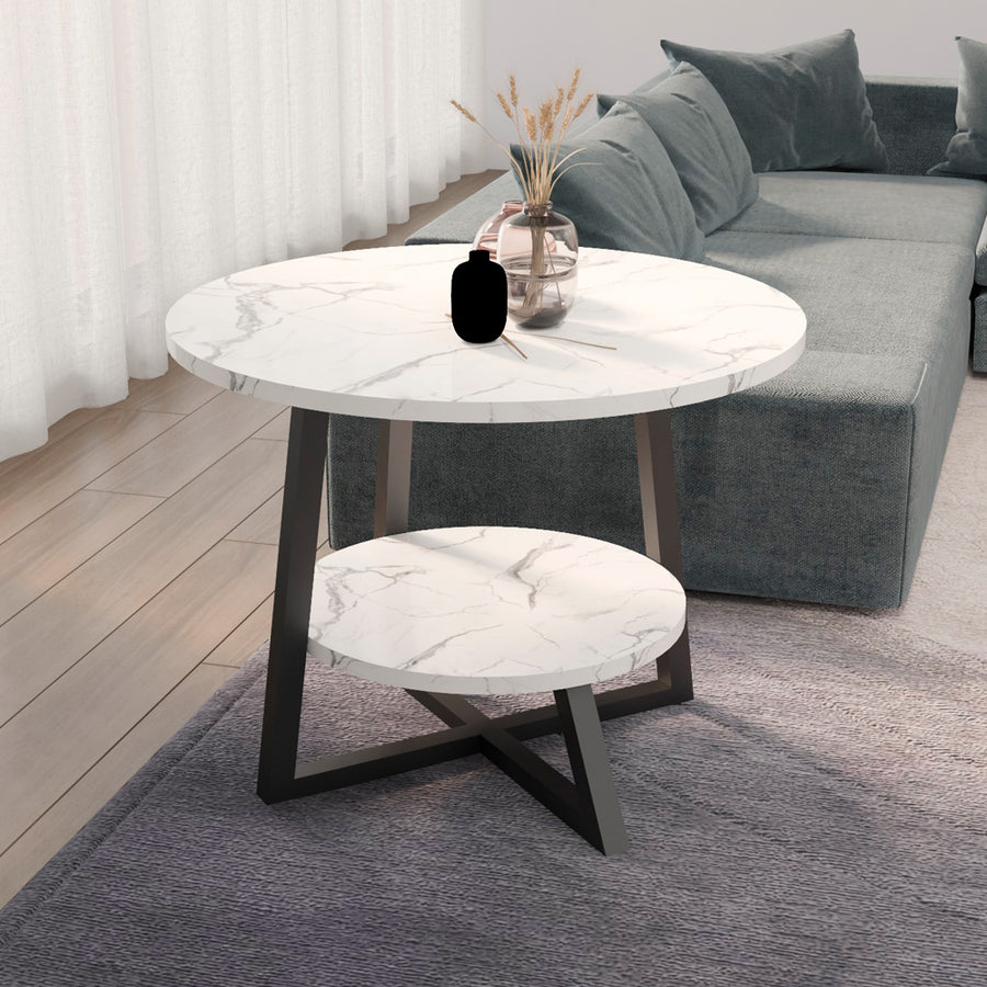 الهوم طاولة جانبية 45x55 سم - أبيض وأسود 