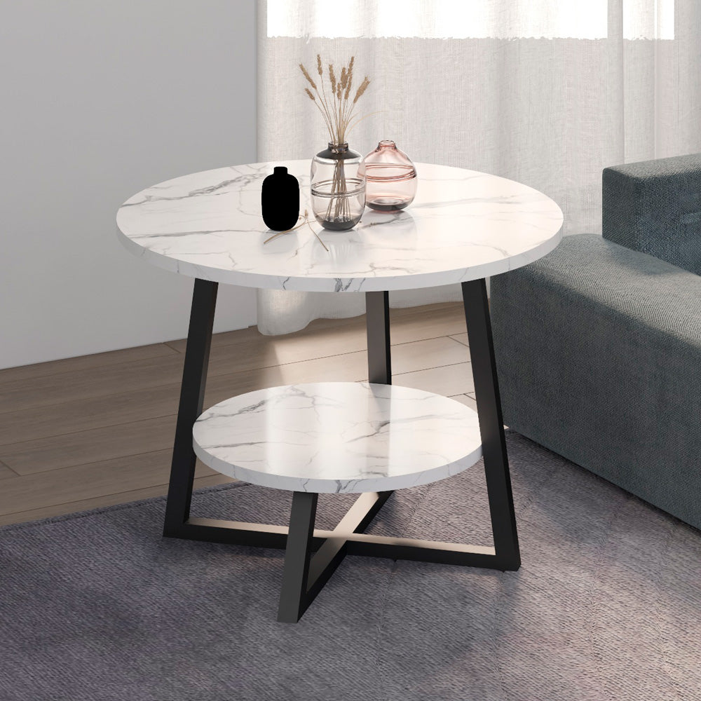 الهوم طاولة جانبية 45x55 سم - أبيض وأسود