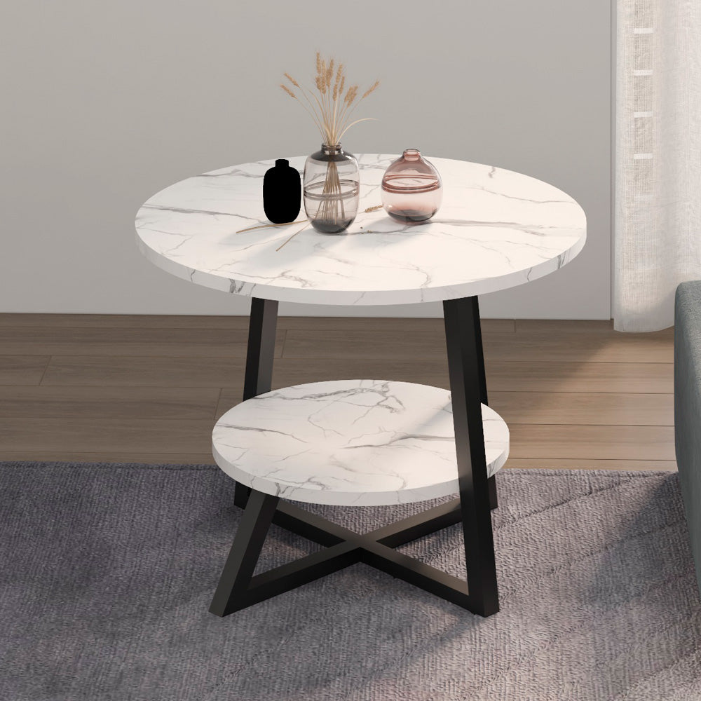 Alhome Side Table 45x55 cm - Black and White