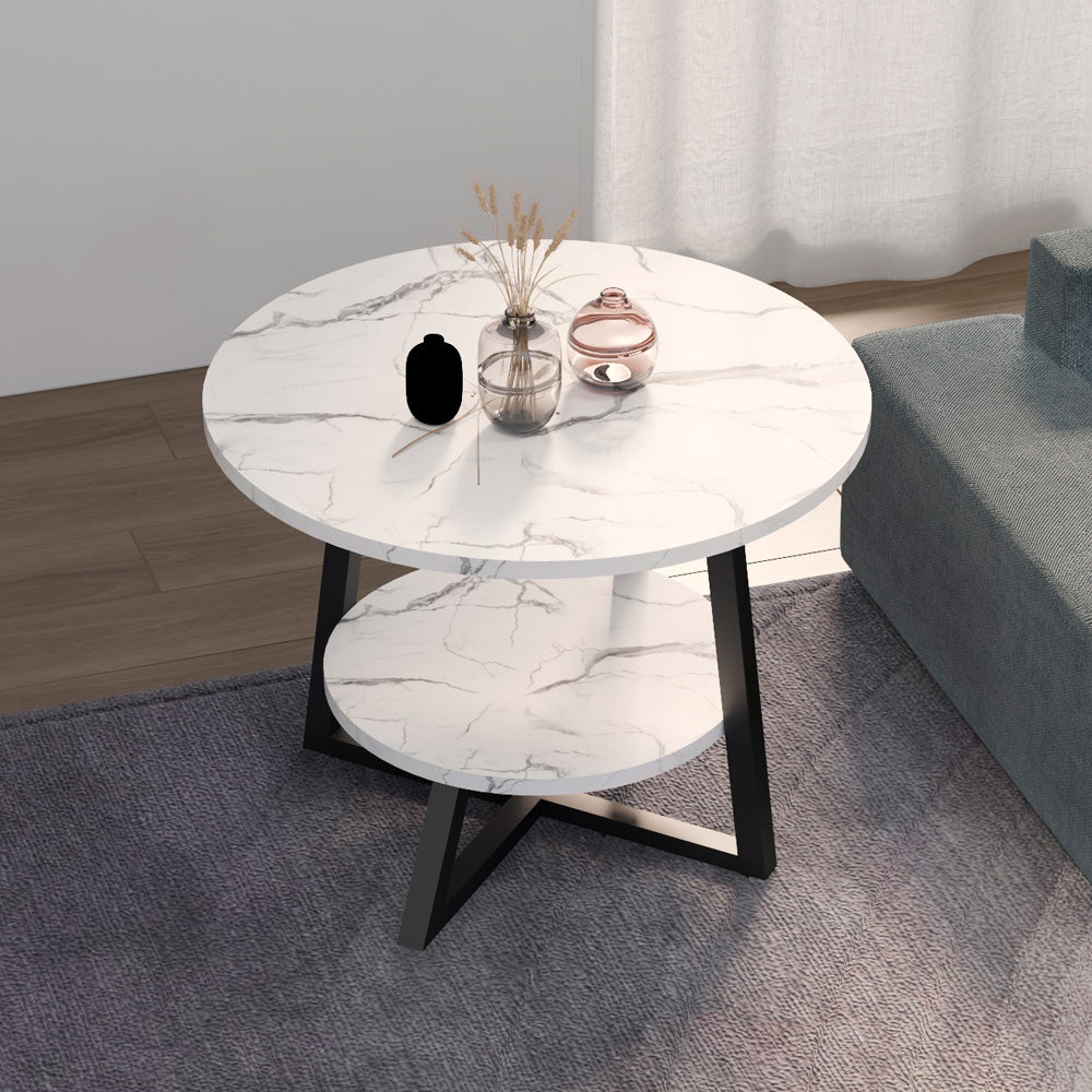 Alhome Side Table 45x55 cm - Black and White