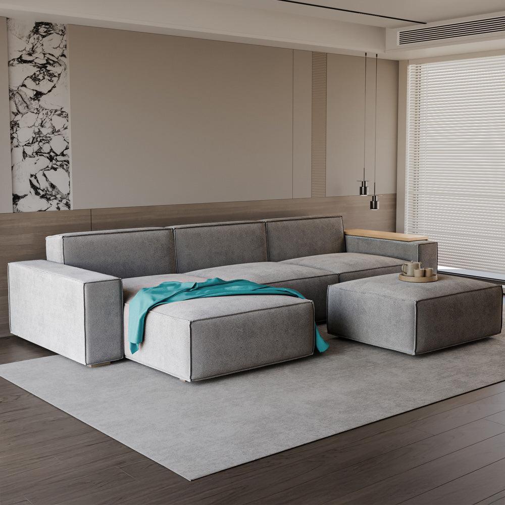 الهوم كنبة زاوية بمقاس 250x160x80x85 سم - رمادي