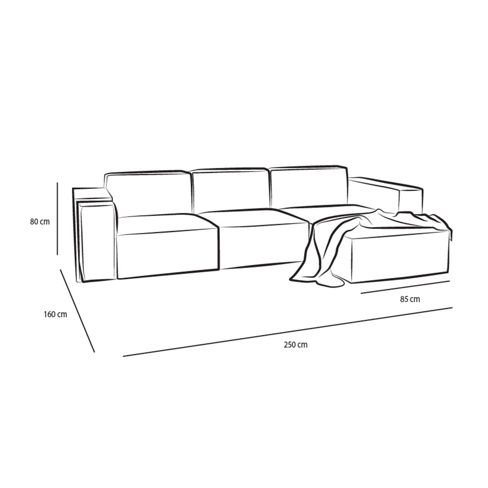 Alhome Corner sofa, size 250x160x80x85 cm - grey - AL-597