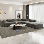 L-Shape Corner Sofa - Linen & Swedish wood By Alhome - Grey - AL-61