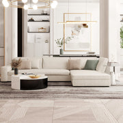 Linen & Swedish Wood L-Shape Sofa by Alhome - 250x80x75 cm - Beige
