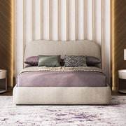 Curvy Chanel & Swedish Wood King Size Bed by Alhome  - 200x200x125 cm - Beige